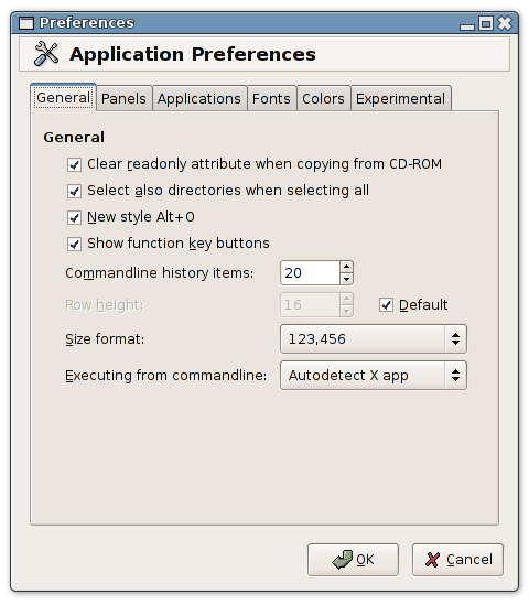 Preferences dialog (33 kB)