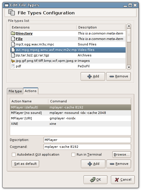 File Types Configuration dialog (45 kB)